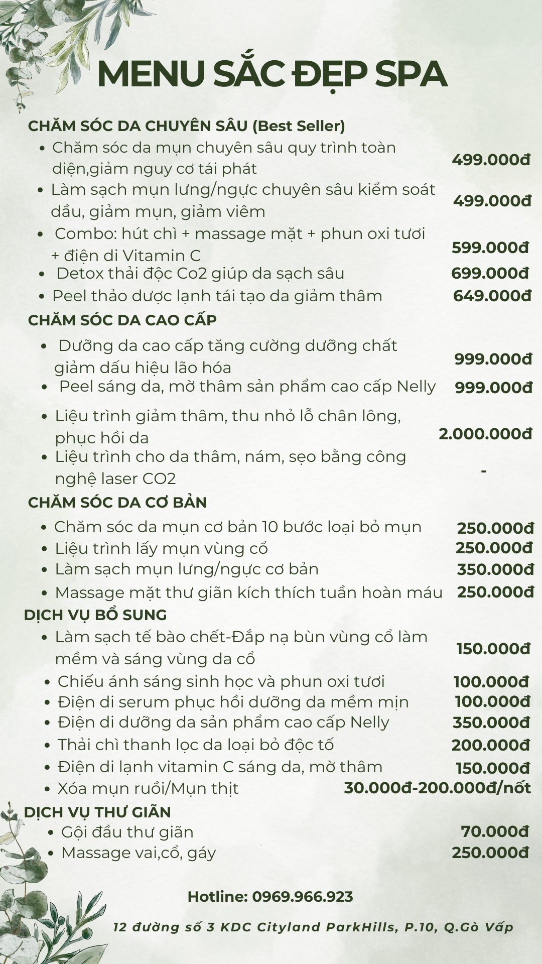 Tổng hợp bảng giá dịch vụ tại Sắc Đẹp Spa Tổng hợp bảng giá dịch vụ tại Sắc Đẹp Spa